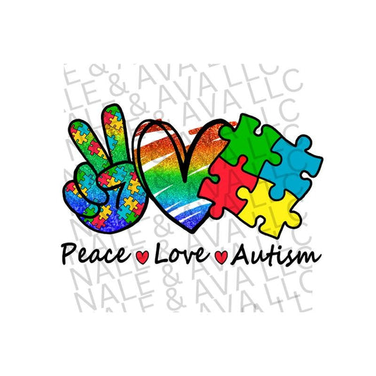 Peace Love Autism DTF Transfer T-Shirts, Hoodie, Sweatshirt | WearSparks.com