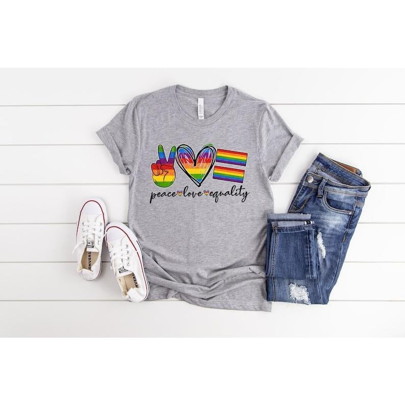 Peace Love Equality Shirt, Rainbow Flag Shirt, Gay Pride Shirt, Pride Month Shirt, Gay Rights Shirt, Gay Rainbow Shirt,...