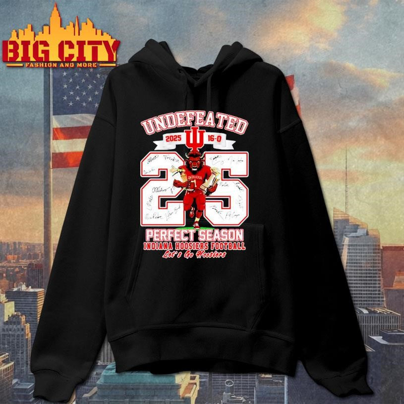 Peach Bowl Champions 2026 Indiana football Undefeated 2025 16-0 Let’s go Hoosiers mascot Shirt