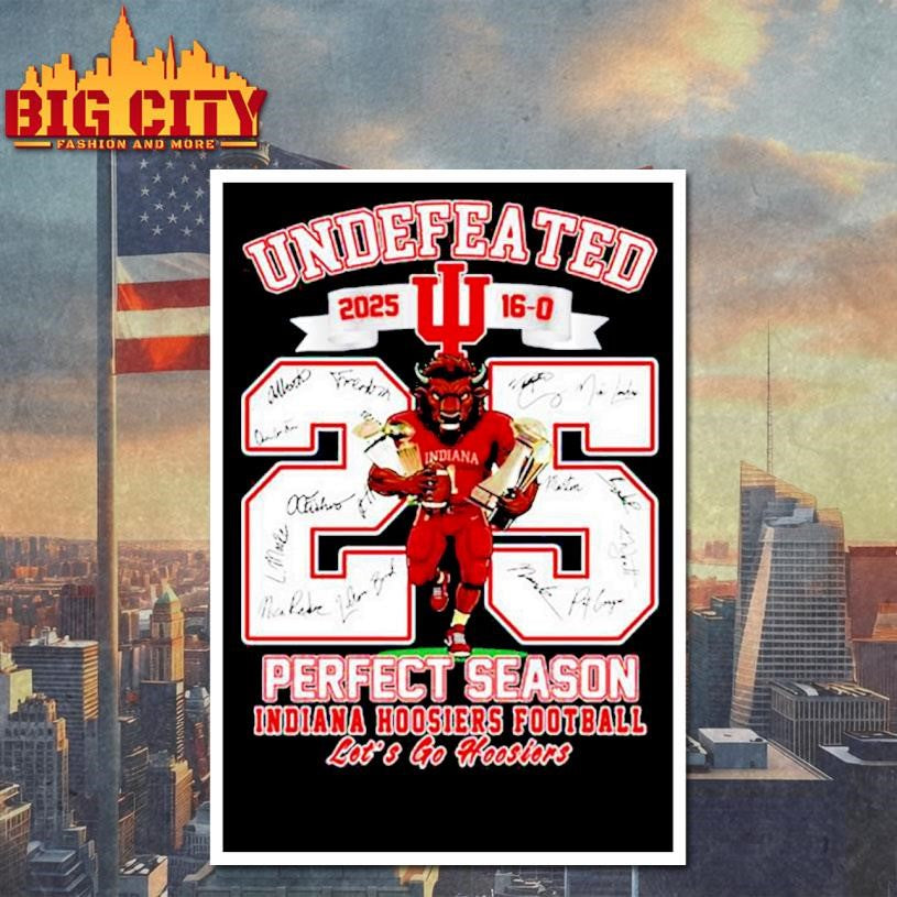 Peach Bowl Champions 2026 Indiana football Undefeated 2025 16-0 Let’s go Hoosiers mascot Shirt