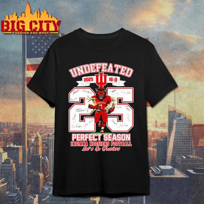 Peach Bowl Champions 2026 Indiana football Undefeated 2025 16-0 Let’s go Hoosiers mascot Shirt