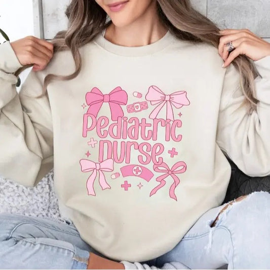 Pediatric Nurse Sweatshirt, Coquette Nurse Sweatshirt, Peds Nurse Sweatshirt, Pediatric Shirt, Bow Shirt, Unisex Shirt,...