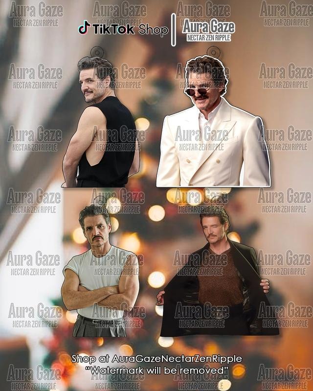 Pedro Pascal Ornament 2Side, Pedro Pascal Ornament for Christmas Gift, Celebrity Crush Holiday Decor for Christmas Tree,...