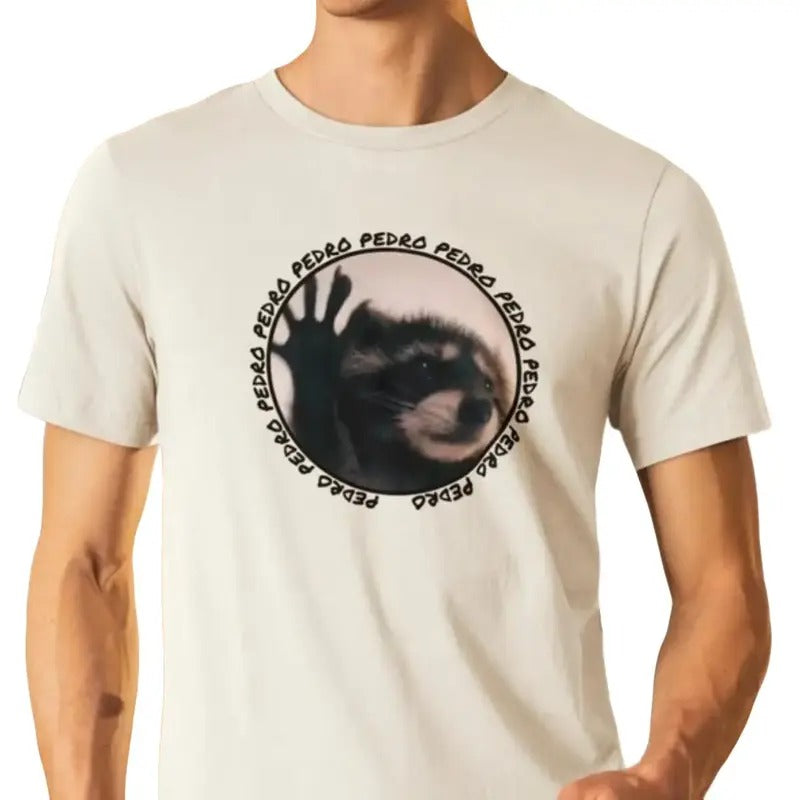 Pedro Raccoon Unisex Meme T-Shirt, Stylish Viral Animal Tee, Urban Wildlife Enthusiast Gift, Internet Meme Casual Wear,...