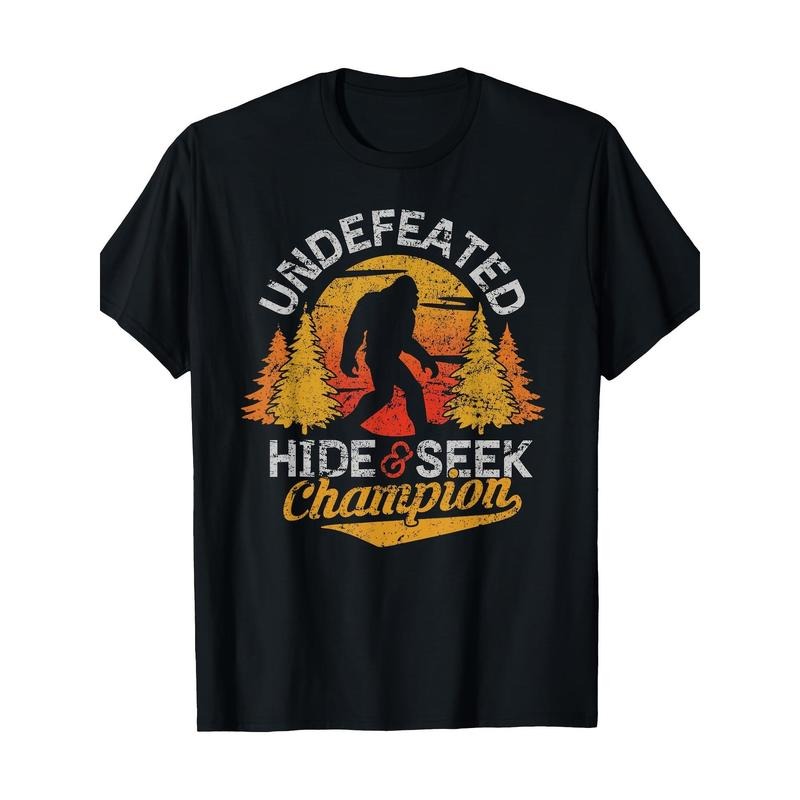 Peekaboo Champion Shirt Sasquatch T-shirt Men's T-shirt Cotton Made in USA Hoodie, Sweatshirt | WearSparks.com