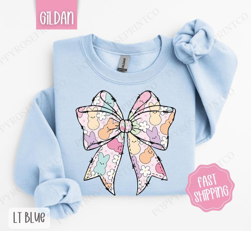 Peep Bow Sweatshirt, Easter Women's Crewneck, Cute Women's Sweatshirt T-Shirts, Hoodie | WearSparks.com