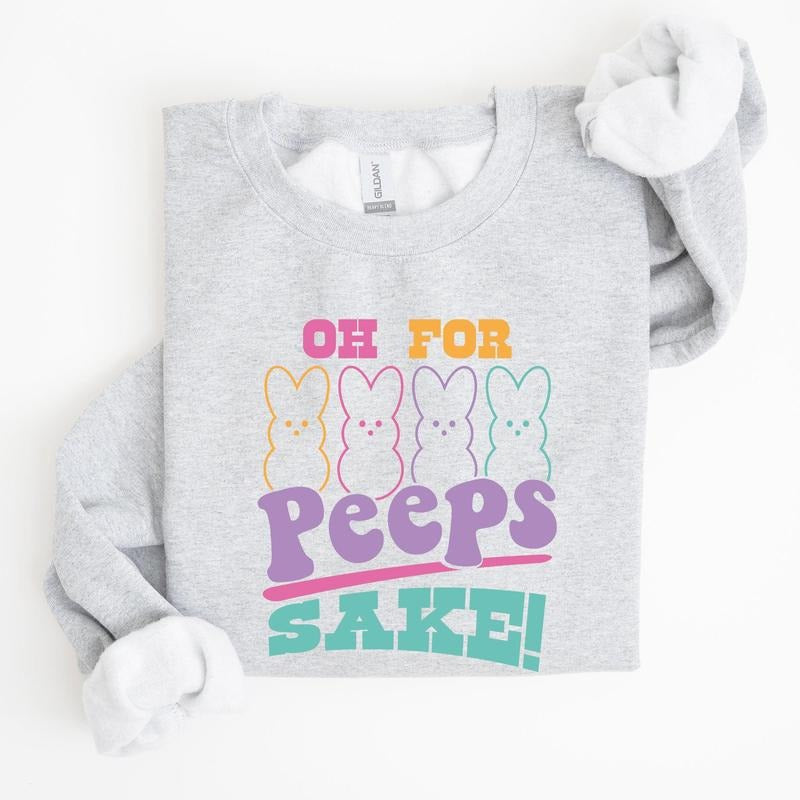 Peeps Sake, Easter, Retro, Pastel, Bunnies Sweatshirt, Women's Crew Neck, Crewneck T-Shirts, Hoodie | WearSparks.com
