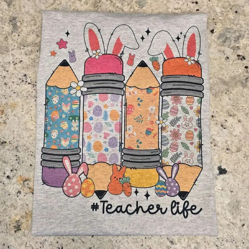 Pencil Teacher Life Easter Graphic Tee or Sweatshirt Hoodie | WearSparks.com