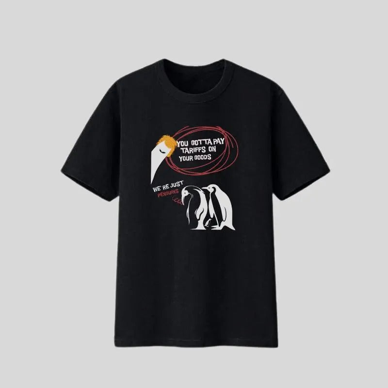 Penguin Tariff Humor T-shirt, Funny Graphic T-shirt, Casual Cotton Top for Men & Women Hoodie, Sweatshirt | WearSparks.com
