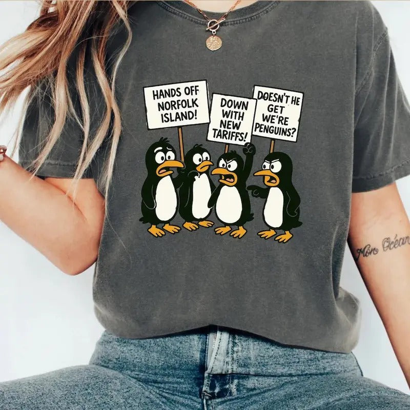 Penguins Against Tariffs Shirt Funny meme T-shirt, Subtle FDT Shirt, Resistance Tee Heard Island Hoodie, Sweatshirt