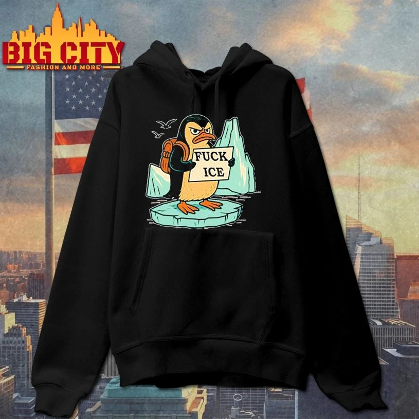 Penguins carrying backpacks fuck ice shirt