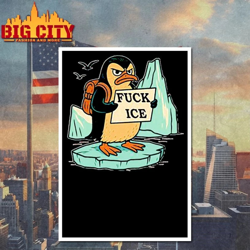 Penguins carrying backpacks fuck ice shirt