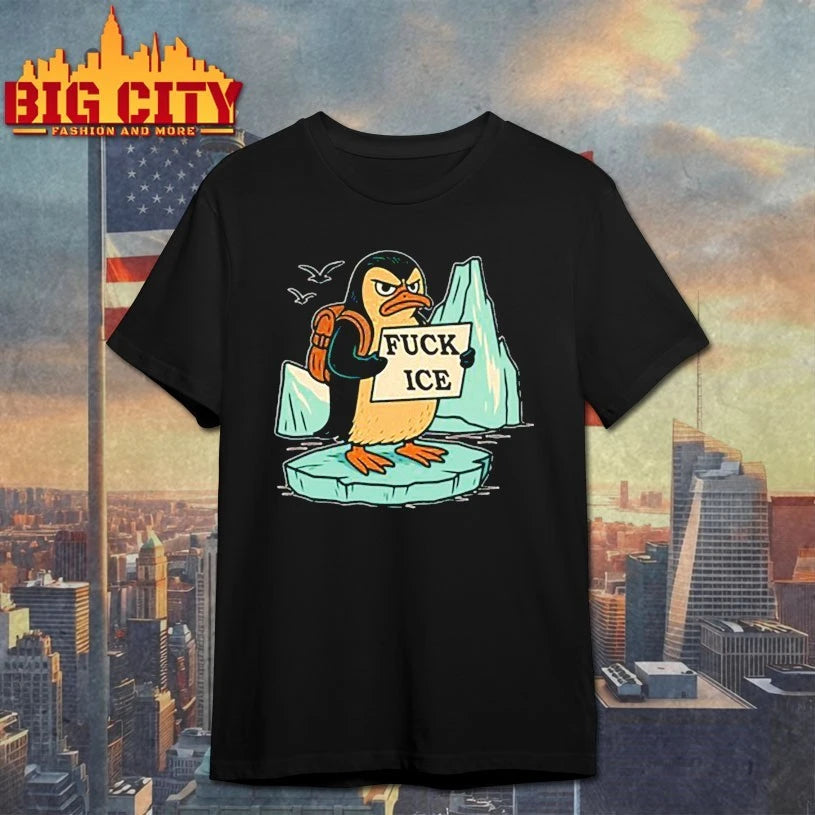 Penguins carrying backpacks fuck ice shirt