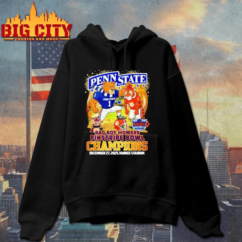 Penn State Nittany Lions Bad Boy Mowers Pinstripe Bowl Champions 2025 mascot Shirt