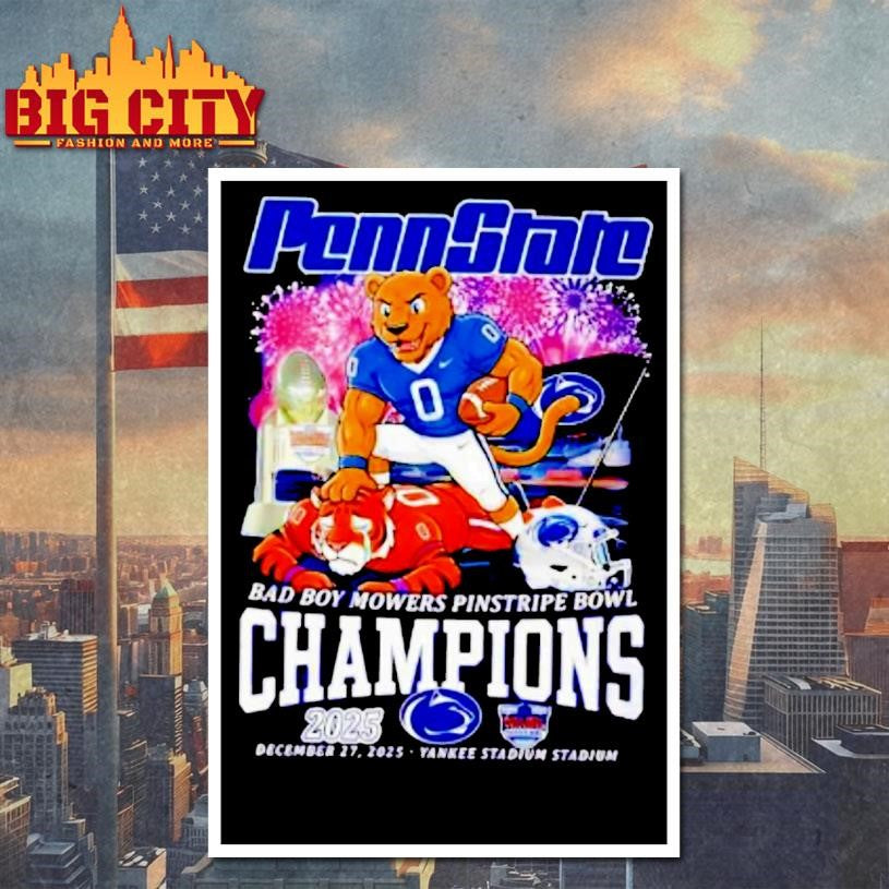Penn State Nittany Lions Bad Boy Mowers Pinstripe Bowl Champs 2025 Shirt