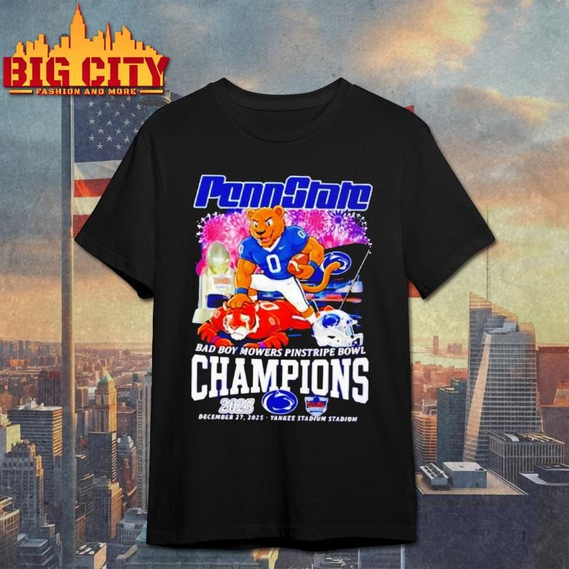 Penn State Nittany Lions Bad Boy Mowers Pinstripe Bowl Champs 2025 Shirt