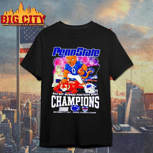 Penn State Nittany Lions Bad Boy Mowers Pinstripe Bowl Champs 2025 Shirt