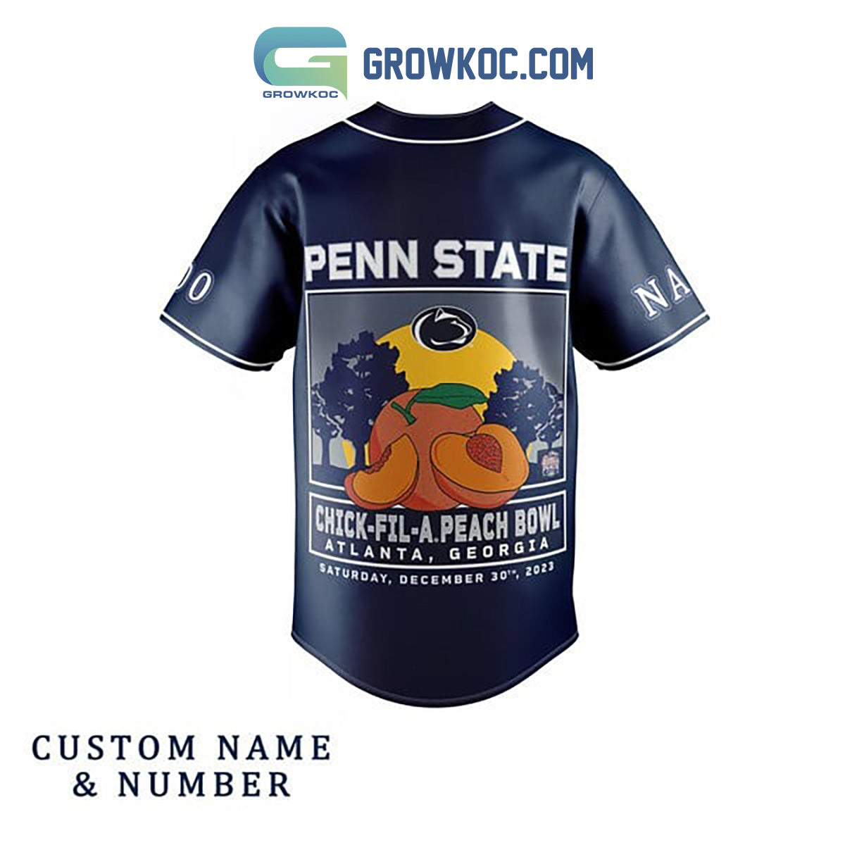 Penn State Nittany Lions Chick-fil-APeach Bowl Personalized Baseball Jersey Navy