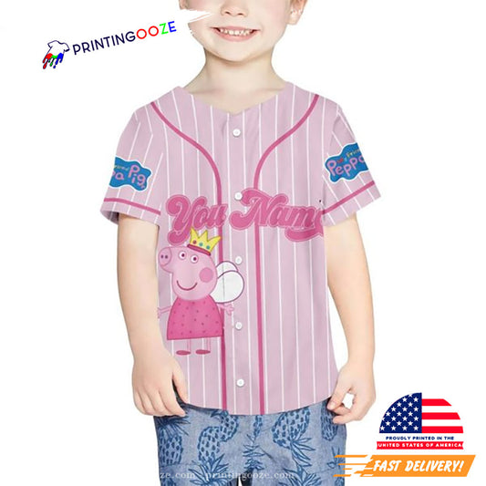 Peppa Pig Personalized Kids Baseball Jersey