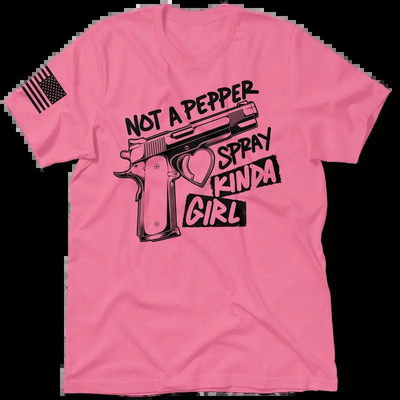 Pepper Spray Pink Shirt - Women's T-Shirt Casual Cotton Tshirt Top Collar Womenswear Hoodie, Sweatshirt | WearSparks.com