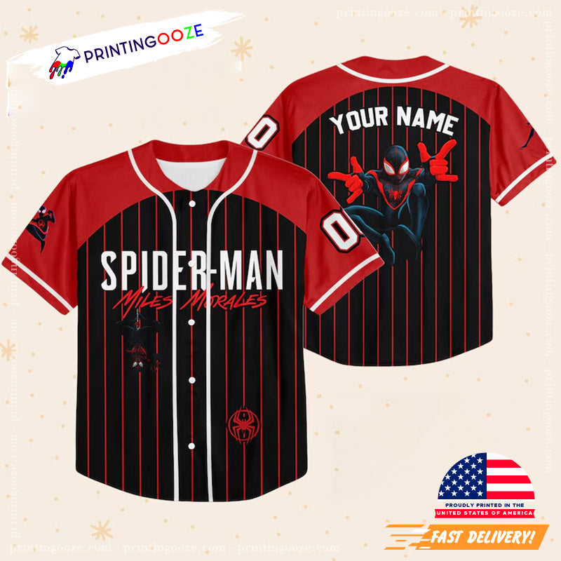 Personalizesd Spiderman Miles Morales Black Red Baseball Jersey