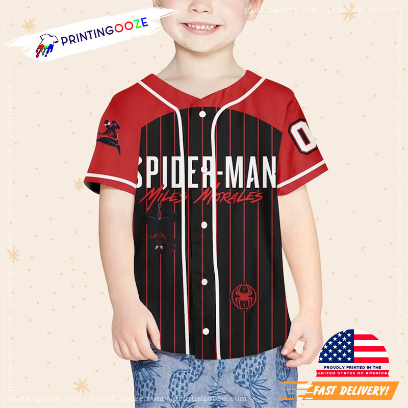 Personalizesd Spiderman Miles Morales Black Red Baseball Jersey