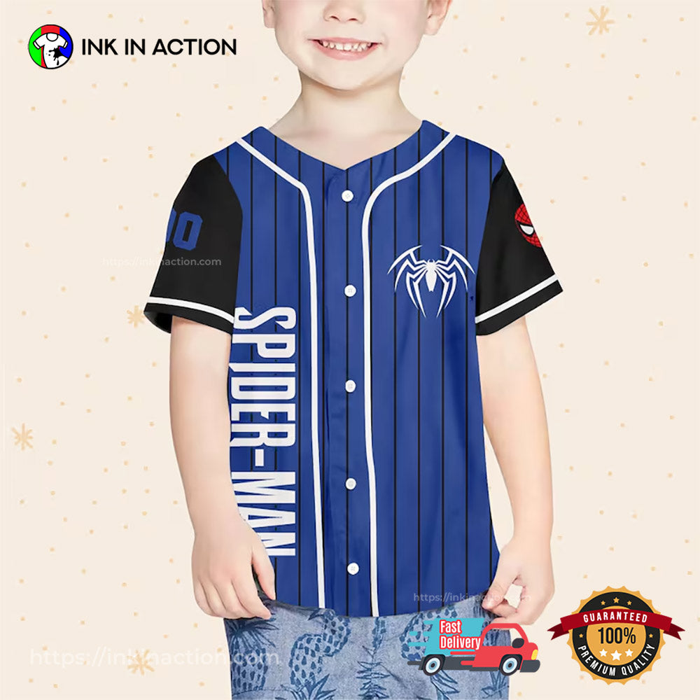 Personalize Spiderman Superhero Awesome Blue Baseball Jersey