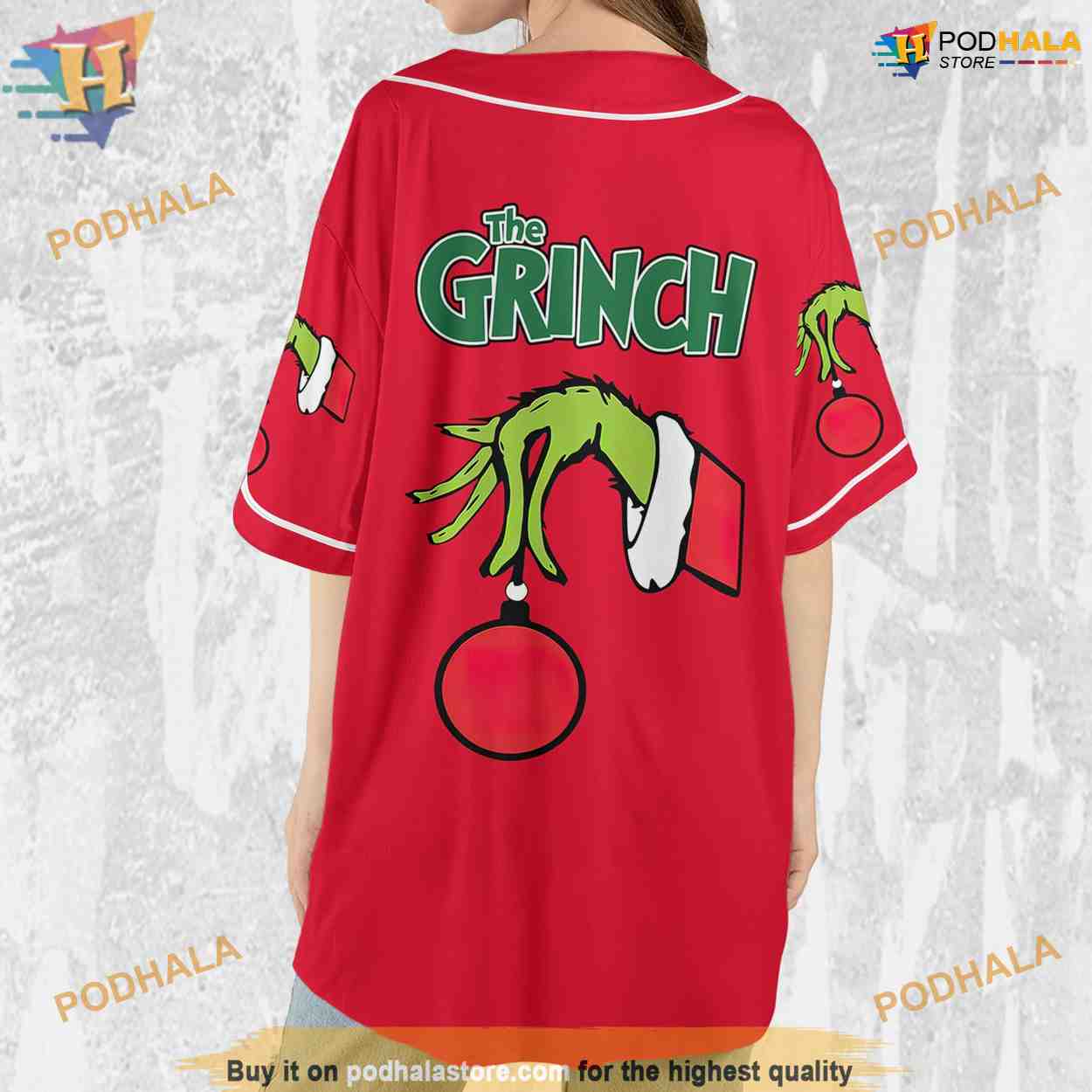 Personalize The Grinch Red And White Xmas Baseball Jersey, Merry Christmas Grinch Shirt