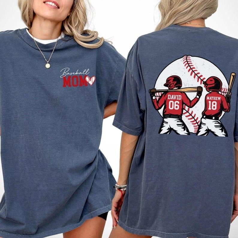 Personalized Baseball Mom Sweatshirt, Baseball Name Shirt, Baseball Jersey Number Tee, Gameday Cheer Mom Shirt, Baseball...