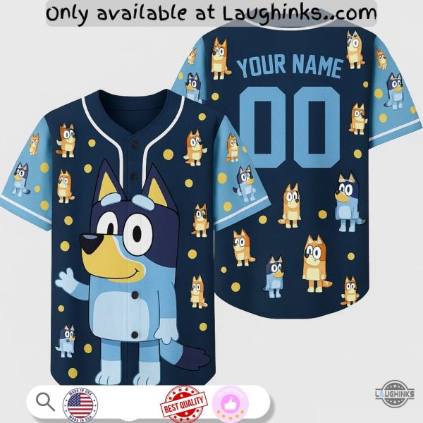Personalized Bluey Baseball Jersey Shirt Full Printed