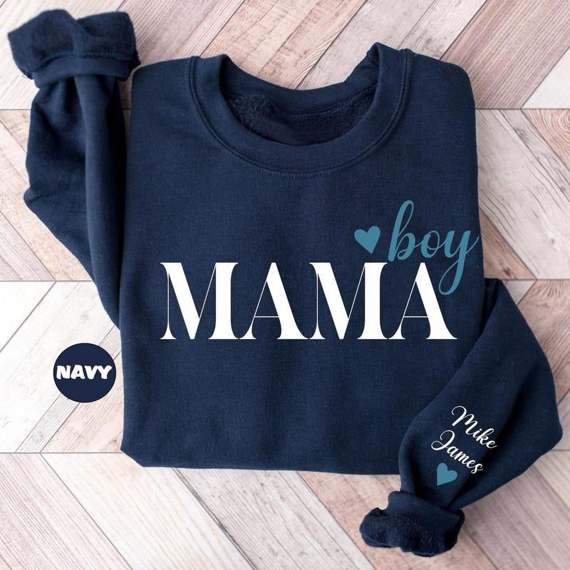 Personalized Boy Mama Sweatshirt, Custom Mama Of Boys Hoodie, Baby Announcement Outfit, New Mom Clothing, Mommy Outfit,...