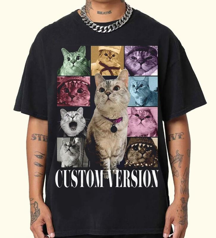 Personalized Cat Bootleg Shirt,Custom Pet Portrait Shirt, Dog Photo Shirt, Custom Cat's Version,Valentines day gift...