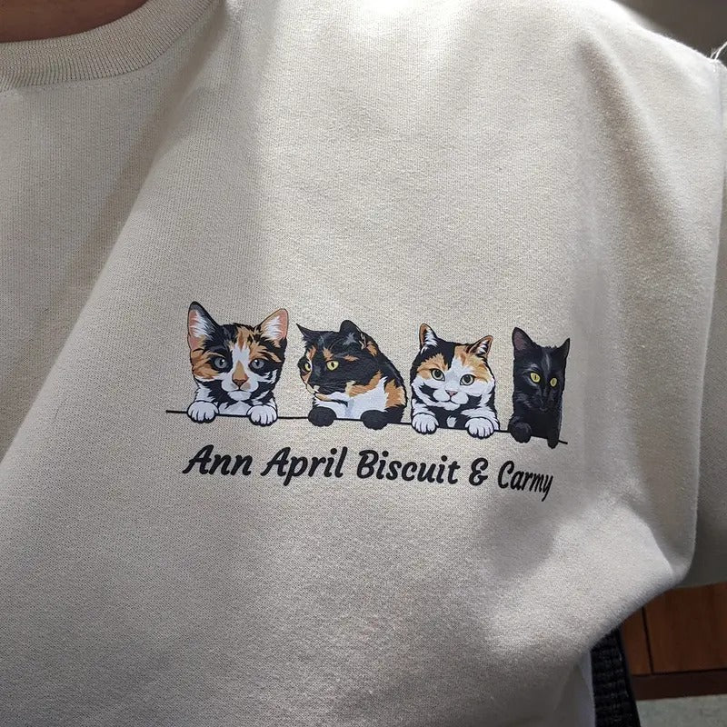 Personalized Cat Face Sweatshirt, Custom Cat Name, Cat Mama Sweatshirt, Mother's Day Gift, Animal Lover, Unisex and Youth...