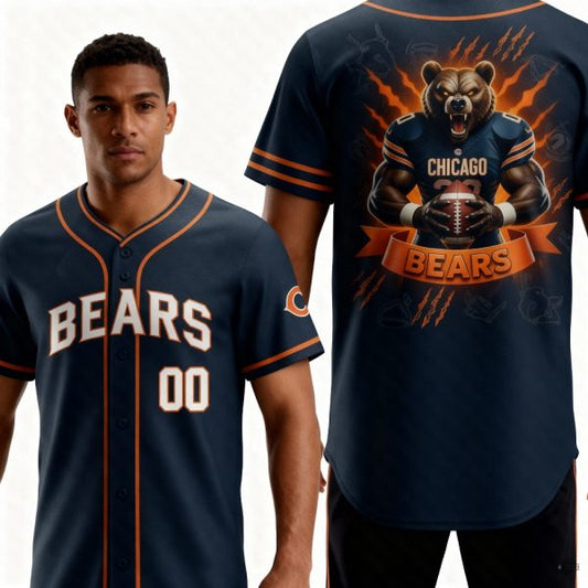 Personalized Chicago Bear Baseball Jersey Shirt 2025