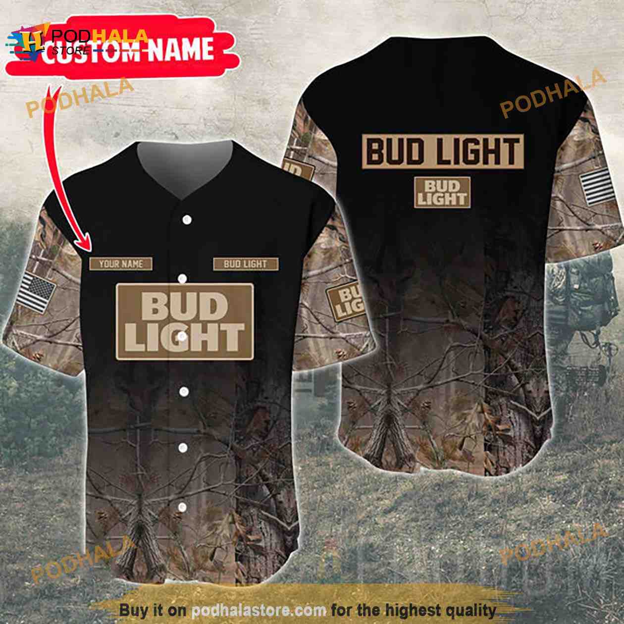 Personalized Deer Hunting Bud Light 3D Baseball Jersey