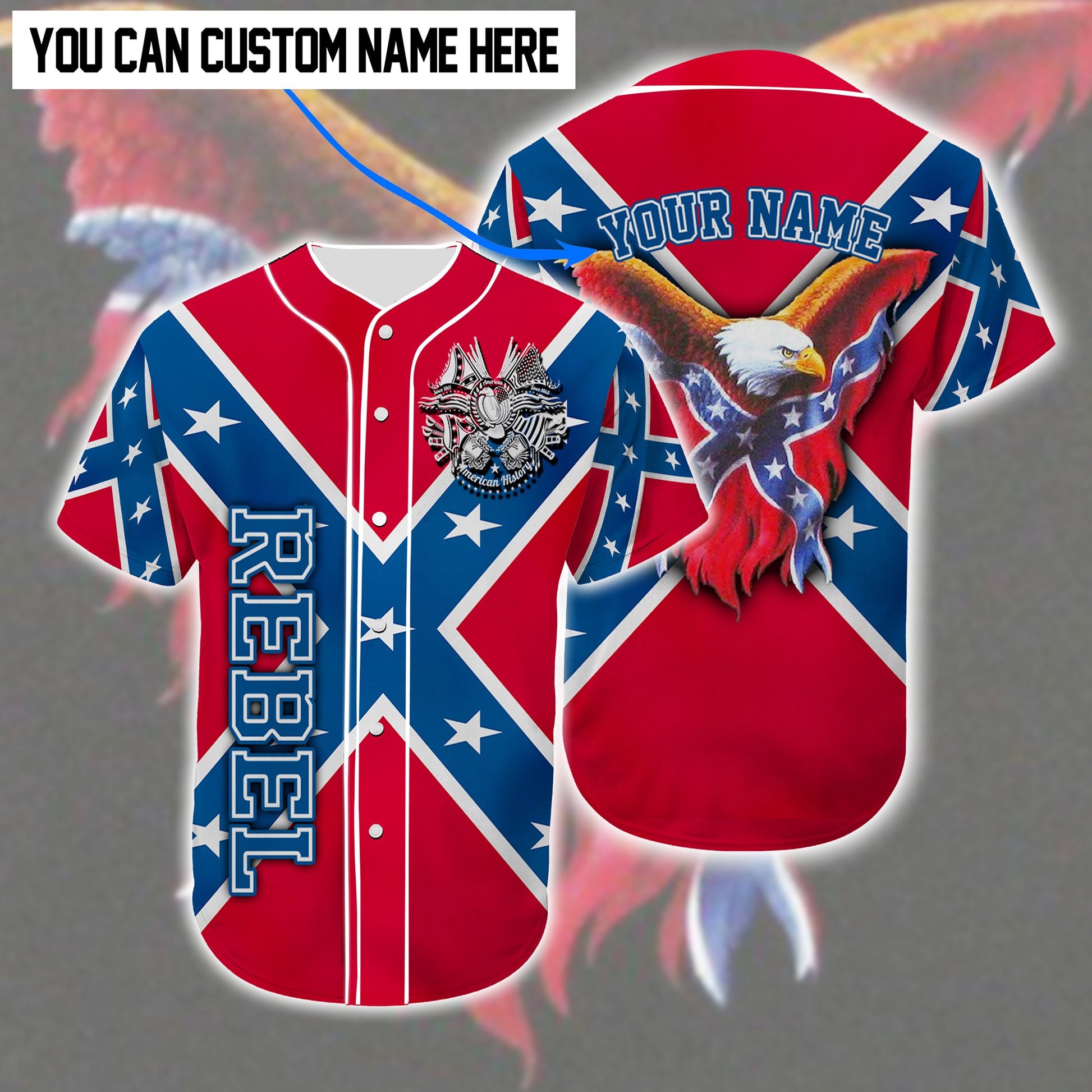 Eagle Conference flag Rebel custom Personalized baseball jersey