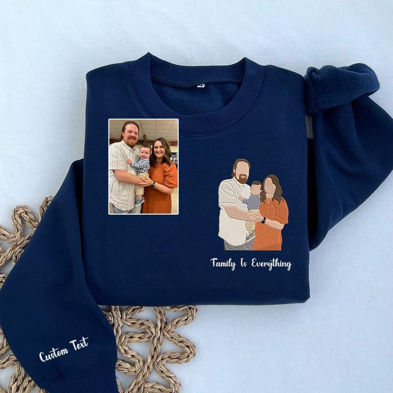 Personalized Family Portrait Sweatshirt Embroidered