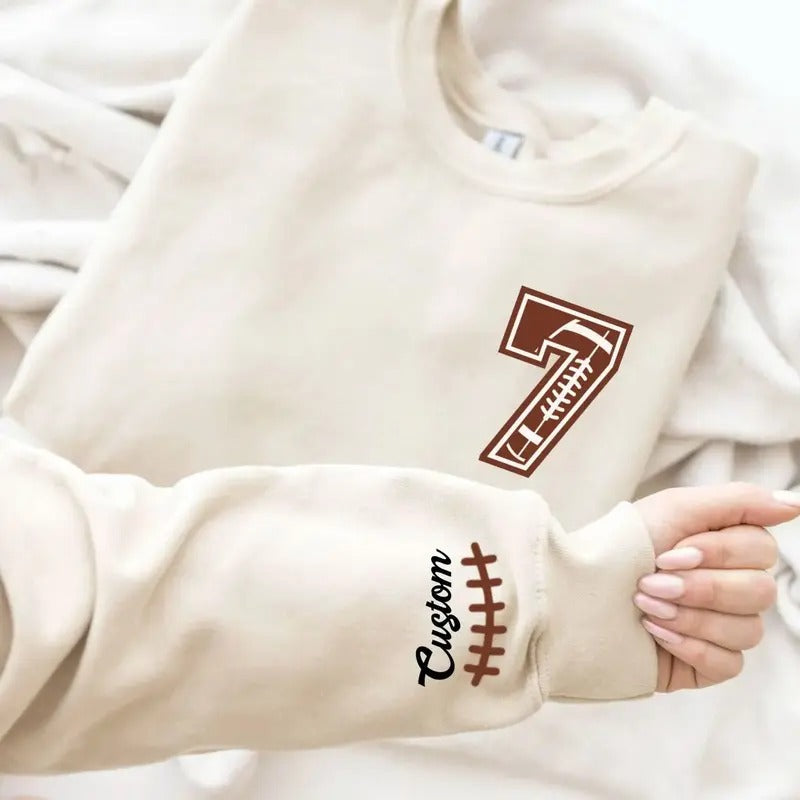 Personalized Football Sweatshirt With Player's Name,Custom Football Name And Number On Sleeve,Football Player...