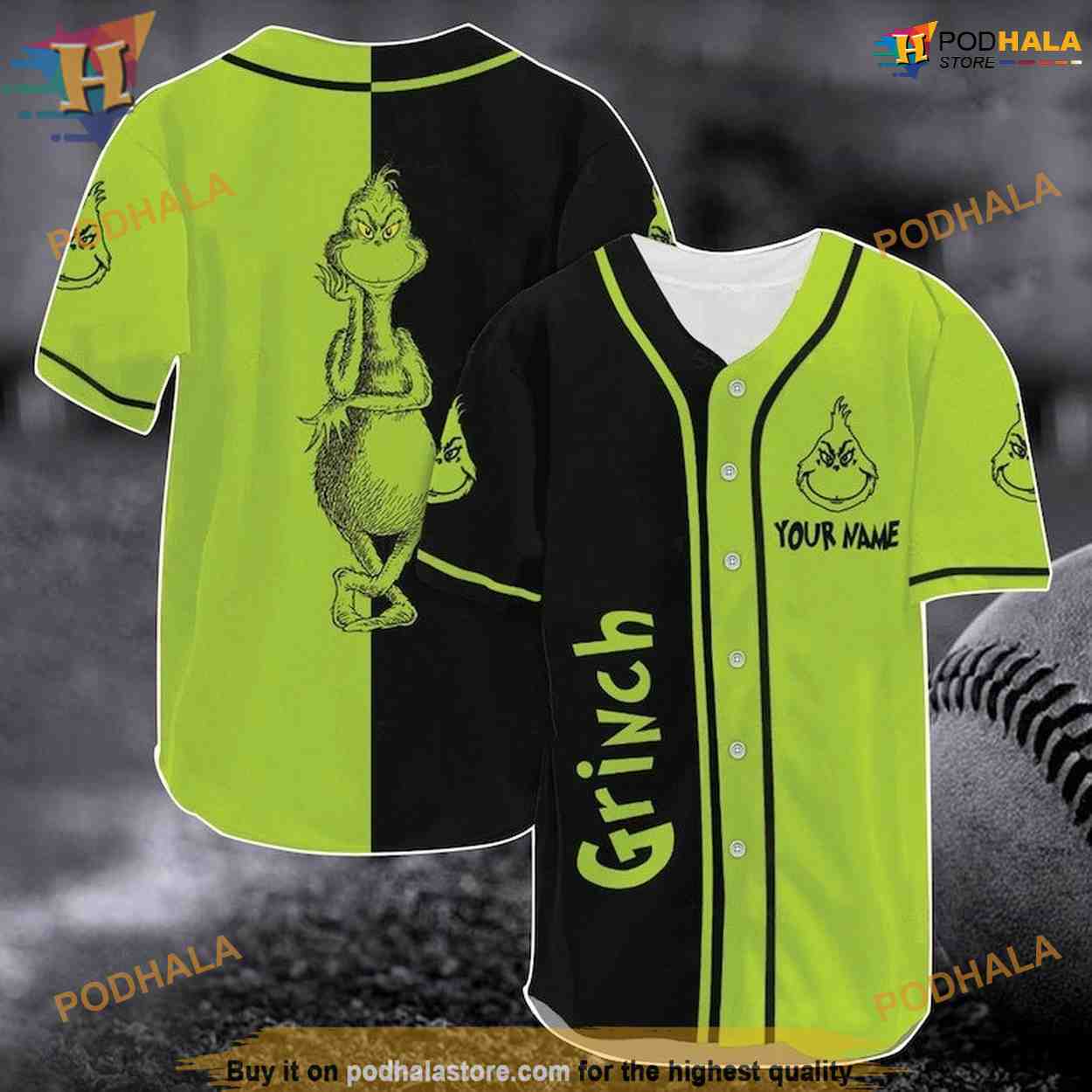 Personalized Grinch Face Christmas Baseball Jersey, Grinch Stole Xmas Gift