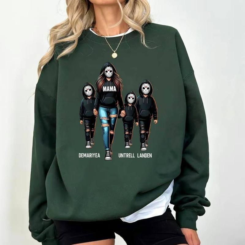 Personalized Halloween Mama T-shirt, Custom Kids Names Sweatshirt, Spooky Mom Sweatshirt, Matching Family Halloween...