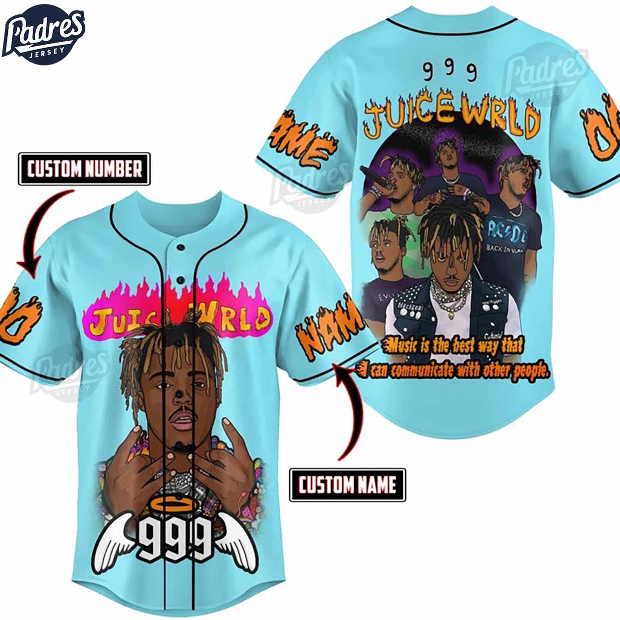Personalized Juice Wrld Baseball Jersey - Padres Jersey Oasis: Elevate Your Baseball Style Game T-Shirts,... (Image 2)