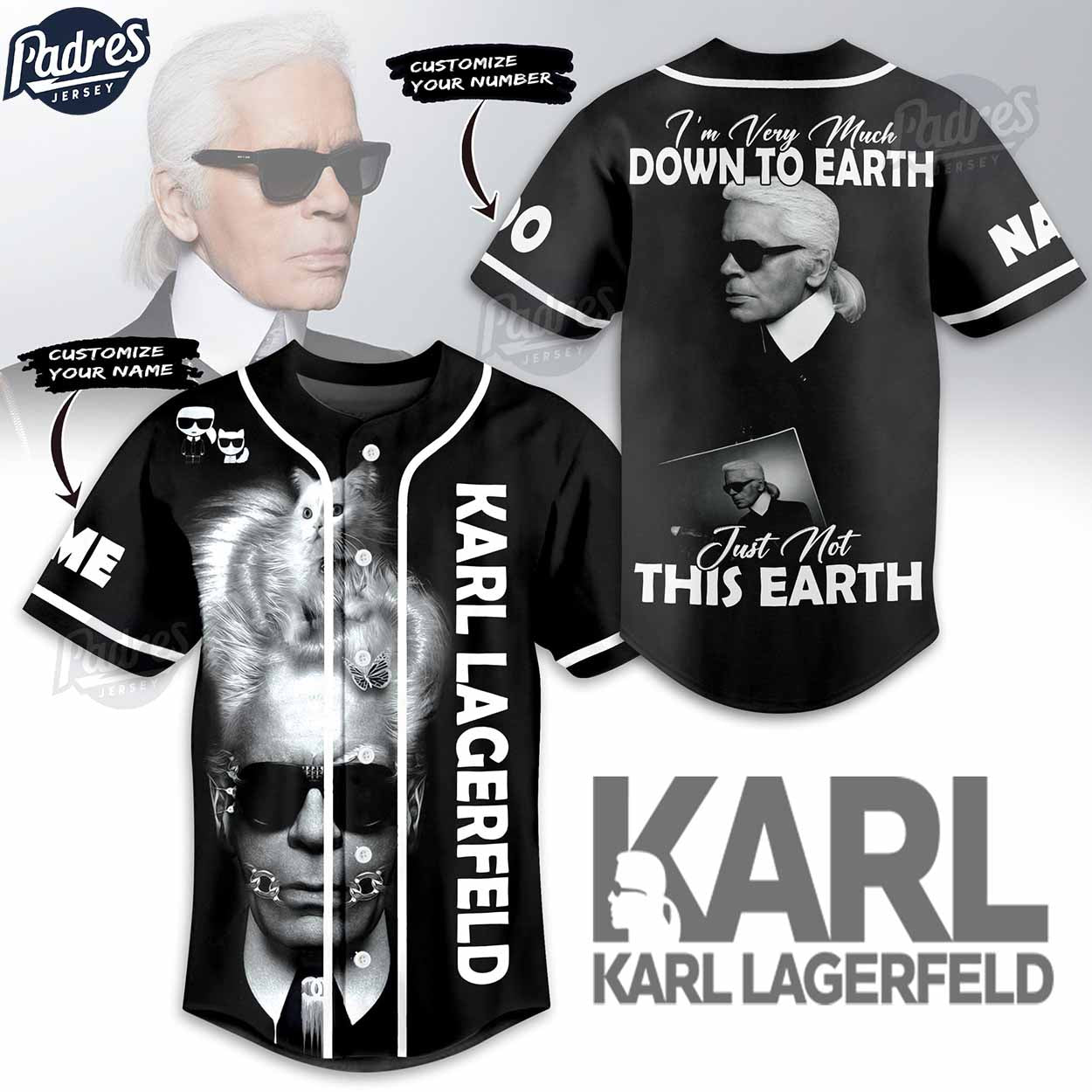 Personalized Karl Lagerfeld Baseball Jersey Style - Padres Jersey Oasis: Elevate Your Baseball Style Game... (Image 1)