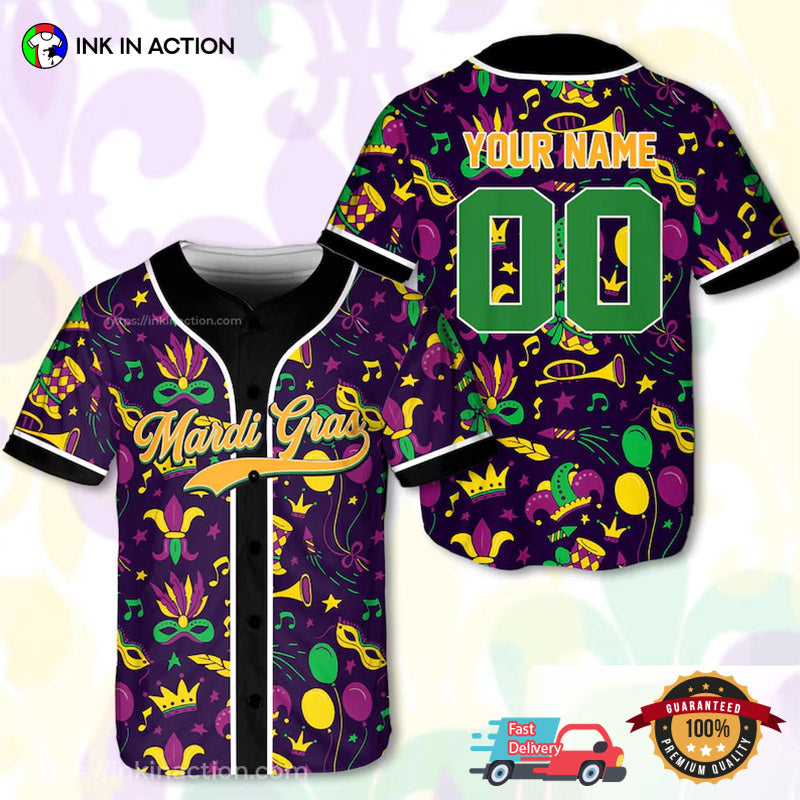 Personalized Mardi Gras Baseball Jersey