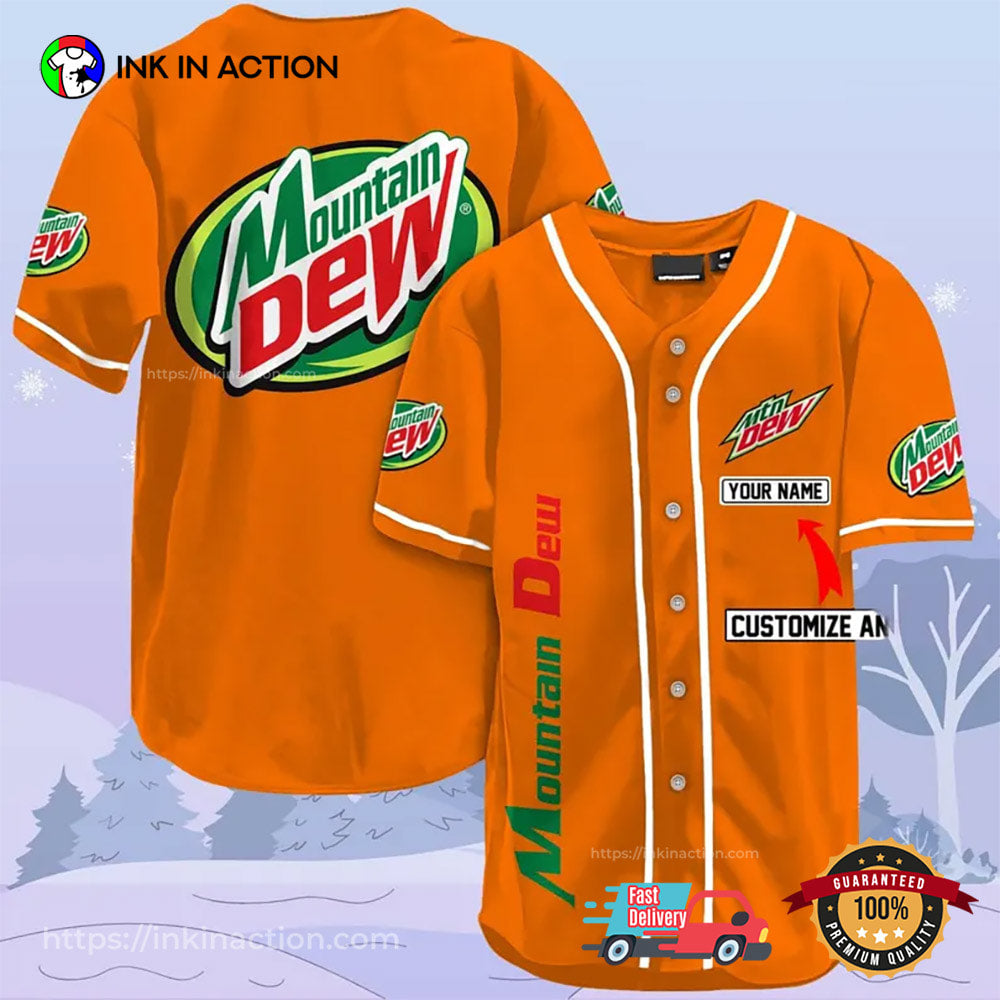 Personalized Mountain Dew Soda Drinking Baseball Jersey
