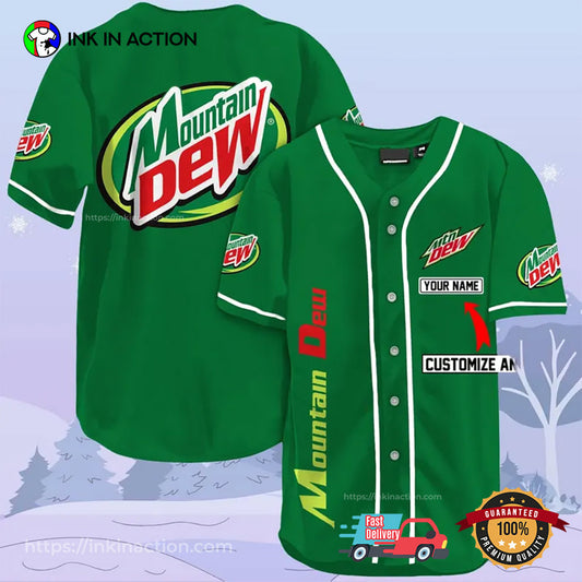 Personalized Mountain Dew Soda Drinking Baseball Jersey