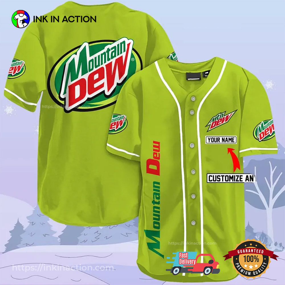 Personalized Mountain Dew Soda Drinking Baseball Jersey