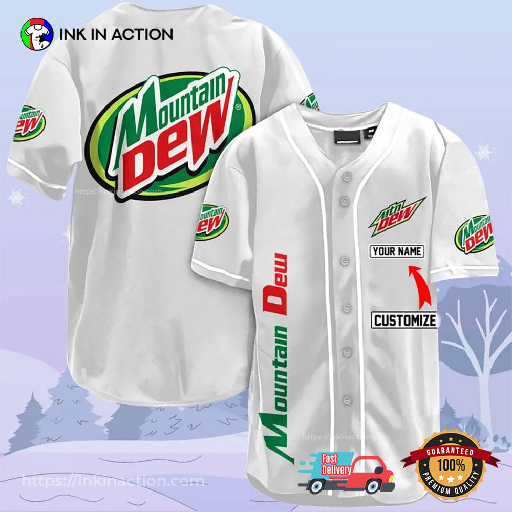 Personalized Mountain Dew Soda Drinking Baseball Jersey