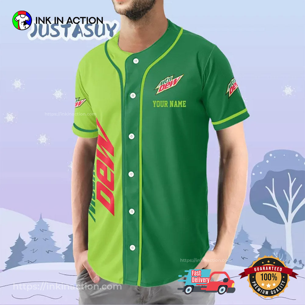 Personalized Mountain Dew Soft Drink Athletic Baseball Jersey