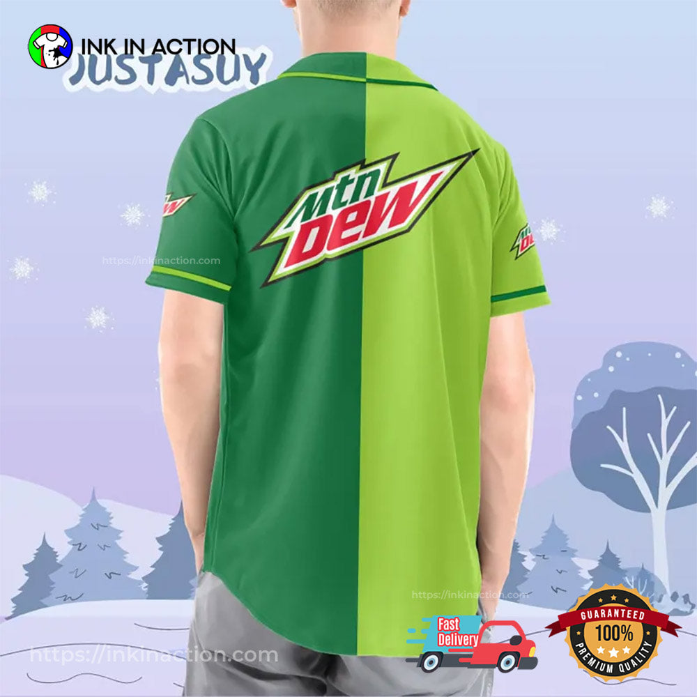 Personalized Mountain Dew Soft Drink Athletic Baseball Jersey