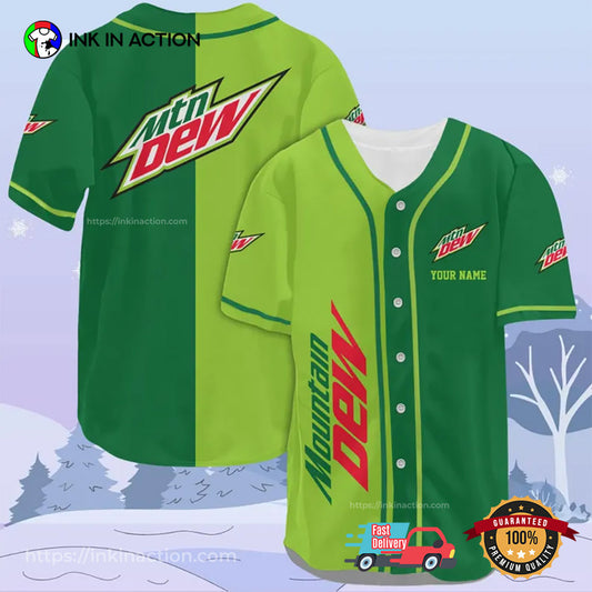 Personalized Mountain Dew Soft Drink Athletic Baseball Jersey